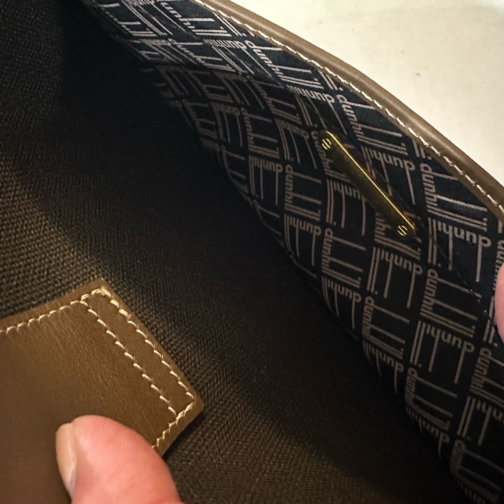 Vintage Dunhill Herringbone Brown and Black Leather Clutch - Picture 8 of 8